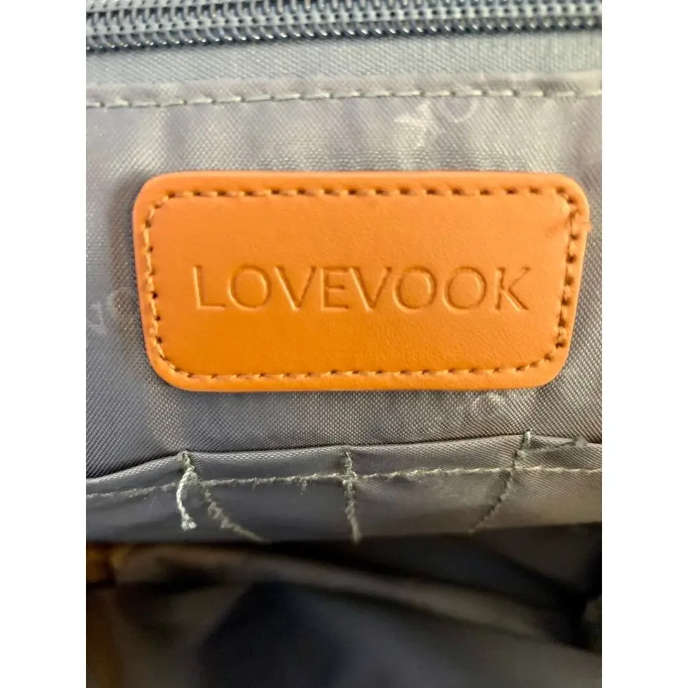 NWOT LoveVook Laptop Backpack Travel Carry On Back to School Gray w Gold Zippers
